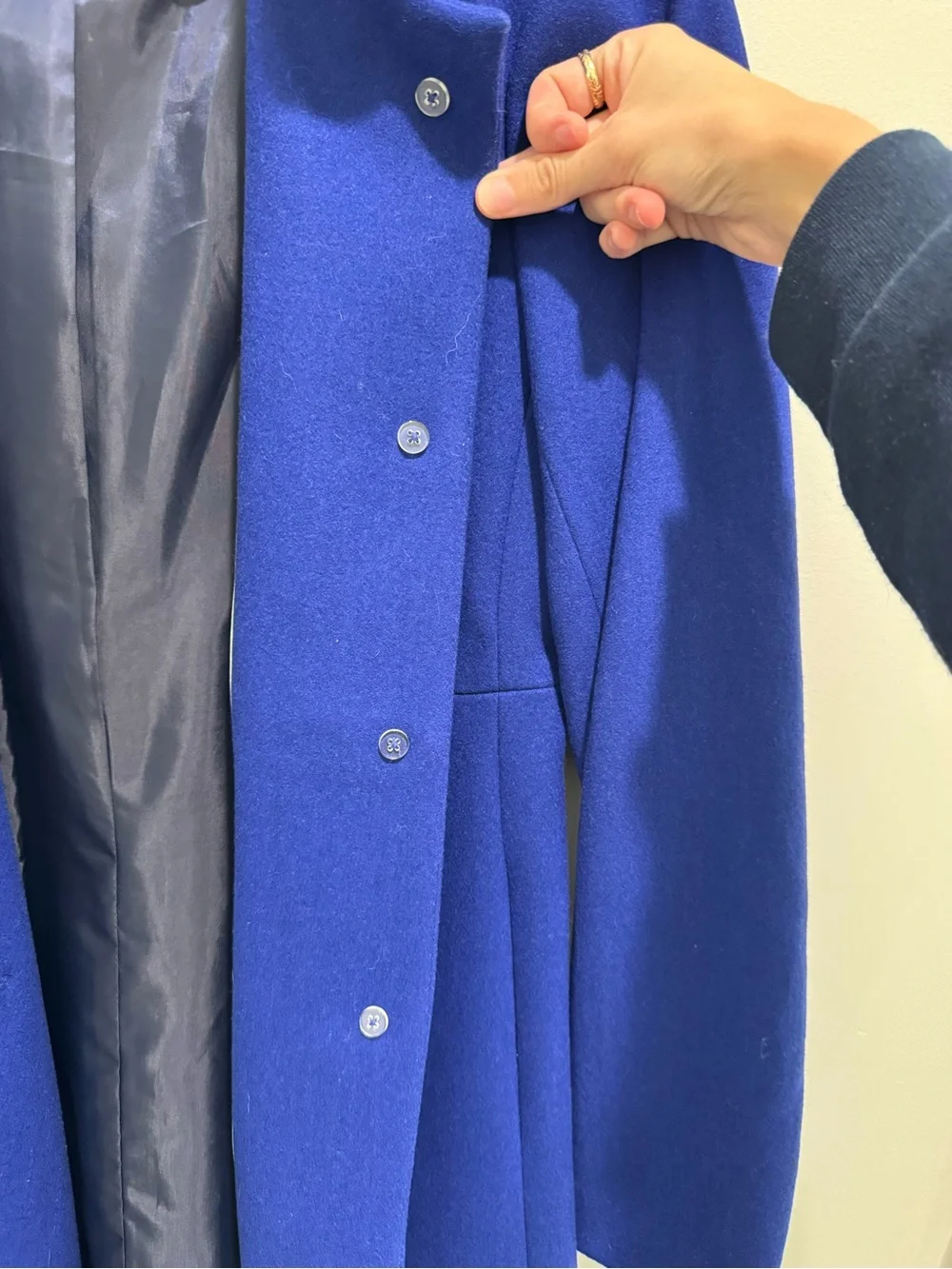 J.Crew City Coat Wool Blend Cobalt Blue Stand Collar Coat Size 2
